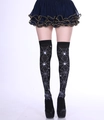 Halloween over-knee socks in black color featuring white spider web patterns - One Size / Spider Web