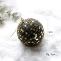 8cm black Christmas ball ornament with golden stars and beads for tree decoration - Black Gold Star Pattern Ball