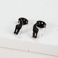 Cute black stainless steel giraffe stud earrings with spotted detail on white stone - 277 Black (Giraffe)
