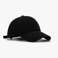 Gorra de béisbol minimalista de algodón lavado negro con visera curva y correa ajustable - Ajustable / Negro