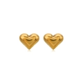 Pendientes de botón minimalistas en forma de corazón de acero inoxidable bañado en oro 14K - Dorado