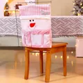Pink plaid Christmas chair cover with snowman design, 47x50cm holiday decoration - Pink Snowman Style 305B