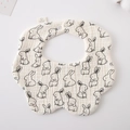 Cotton baby bib with rabbit print and petal edge in off-white breathable gauze - Gauze Flower Wrap - Fun Rabbit