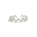 Minimalistische S925 sterling zilveren ring met schitterend gezette zirkoon in golfpatroon - US Maat 8 Verstelbare Open Ring / Witgoud