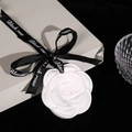 White rose camellia scented plaster pendant with black ribbon on elegant gift box - Bergamot Citrus (Fruity Floral)