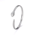 Adjustable silver stainless steel open bangle with detailed snake scale texture design - Snake Scale Pattern Straight Tail (Steel Color) / Steel
