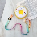 Yellow donut-shaped silicone crossbody bag for kids with rainbow sprinkles and colorful strap - Yellow Donut