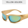 Occhiali da sole Y2K steampunk con montatura dorata e lenti specchiate sfumate giallo-blu - Montura Dorata Lenti Specchiate Oro