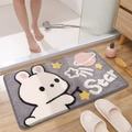 Grey cartoon rabbit flocked bath mat with star pattern and soft non-slip texture - 40*60cm / Star-Picking Rabbit