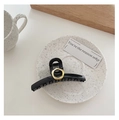 French style black hair claw clip with gold ring detail for elegant hairstyles - Black - Metal Circle