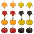 Enamel maple leaf and pumpkin charms for DIY jewelry making in autumn colors - Mixed Thanksgiving Pumpkin(HK757)