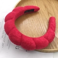 Braided red sponge headband with textured towel fabric finish for vintage styling - Thick Padded Headband / Terry Cloth Red