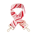 Adjustable zebra pattern fabric shoulder strap with red pink stripes and gold hardware - White Base Pink Red (Zebra)