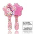 Pink star-shaped unicorn detangling hairbrush with colorful decorative macaron beads - Star Shape Unicorn Pink
