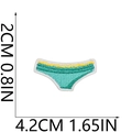 Detail of embroidered turquoise and yellow bikini patch showing 4.2cm x 2cm dimensions - Bikini Bottom