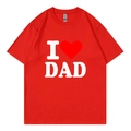 Red plus size t-shirt with I Love Dad graphic print in high quality cotton - XS / I Love Dad Letter Heart Print / Red (I Love Dad)