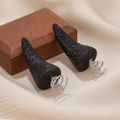 Pinces à cheveux cornes de diable noires scintillantes avec ressort pour Halloween - Paire de pinces à ressort cornes de diable noires à paillettes