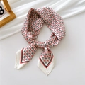 Elegant off-white square silk scarf featuring red and black geometric heart patterns - Black Red Horse