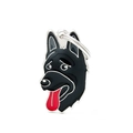 Cartoon German Shepherd keychain charm with black enamel finish and silver ring - 19 German Shepherd