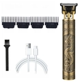 Bronze vintage hair clipper set with dragon carvings and four limit combs - Electroplated Gold Dragon Full Kit - ABS Body