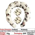 Leopard print flannel spa headband and wristband set for face washing in beige - 3-Piece Headband and Wristbands Set (18#) / White Brown Leopard
