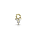 Elegant gold pendant charm with three round zircon stones arranged in a triangle - CC035 Three Diamond Triangle / Gold