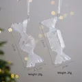 Acrylic Christmas candy hanging ornaments with silver glitter stripes and white ribbons - Crystal Candy (New)