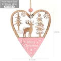 Addobbo natalizio a cuore rosa in legno con motivo a renna e testo Merry Christmas - Pendente a Cuore Rosa