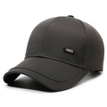 Deep grey textured baseball cap with metallic Sport badge and six-panel construction - Adjustable / Gray