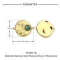 Detailed view of sun and moon pendant with green stone, dimensions 20mm by 25mm - VG633 (Sun Moon Connector)