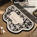 Tappetino da bagno assorbente a forma di nuvola con rose bianche e nere e scritta Better Life - 30*50cm - Fango di Diatomee Regolare / Bordo Floreale Lusso - Nuvola