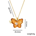 Amber butterfly necklace with heart crystal and gold chain measuring 40+5cm in length - Brown