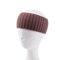 Macro detail of dark brown ribbed knit headband showing elastic texture and stitching - Brown
