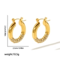 Detail view of 18K gold chunky hoop earrings with zircon pavé setting and dimensions - Gold (TE6456-G)