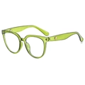 Modische Oversize-Rundbrille mit transparentem grünen Gelee-Rahmen und goldenen Scharnieren - Halbdurchsichtiger Grüner Rahmen Anti-Blaulicht / Ganz Grün