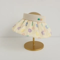 Detail of a floral empty-top sun hat for girls with colorful MISS 3D letters on a stand - Yellow / 54cm (4-12 Years)