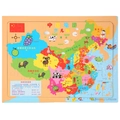 Pädagogisches Holzpuzzle der China-Karte mit bunten Cartoon-Symbolen für Kinder - China-Karte
