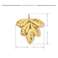 Detailed dimension guide for 17mm x 16mm gold stainless steel leaf charm accessory - VG233x3/Leaf