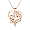 Collana cuore oro rosa con silhouette madre e figlio e pietre di zircone scintillanti - Rame / Oro rosa