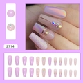 Faux ongles ballerine violets aurora avec strass et paillettes de style romantique - Diamant Violet Aurora (Z714) / Type à Colle