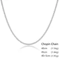 Collana a catena Chopin in argento sterling S925 lucido con finitura brillante - Oro Bianco / 40CM