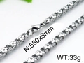 Mens stainless steel flower link chain necklace 550x5mm silver finish 33g - Steel Color 5mm Necklace (55cm)