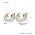 Pearlescent white resin C-shaped hoop earrings with gold-plated metal clasp - F1151 Galaxy White Resin Hoop