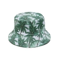 Chapeau bob blanc tropical avec imprimé palmier pour protection solaire à la plage - M (56-58cm) / Palmier Vert Et Blanc (A)