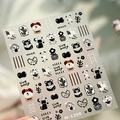 Minimalist M-1250 nail sticker featuring cute cartoon dogs, black cats and cactus designs - M-1250-Embossed + Jelly Glue