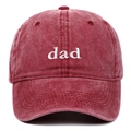 Adjustable burgundy washed cotton baseball cap with white embroidered dad text logo - DAD / Burgundy