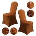 Elastic full-cover stretch chair slipcover in dark brown fabric for weddings and events - M / Standard Type / Coffee