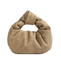Minimalist khaki twill knot handbag with retro half-moon design and soft textured finish - Denim Khaki