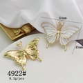 Elegant butterfly brooch in gold and white enamel with pearls, size 64mm x 45mm - 4922# Butterfly