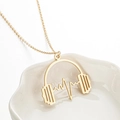 Collar dorado con colgante de auriculares y latidos en una bandeja cerámica - Auriculares / 899 Dorado